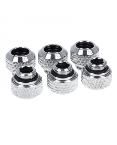 Alphacool Eiszapfen 12mm HardTube compression fitting G1/4 - knurled - Krom Altılı Paket