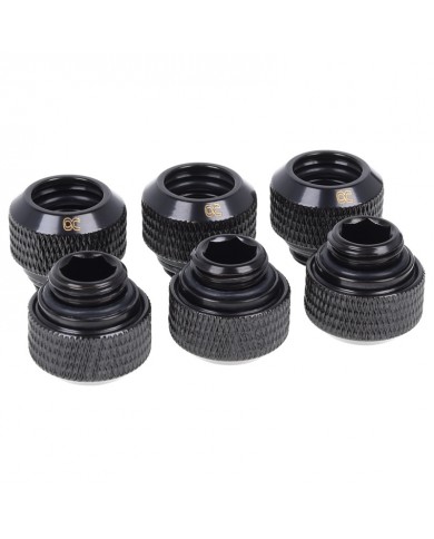 Alphacool Eiszapfen 12mm HardTube compression fitting G1/4 - knurled - Deep Black Altılı Paket