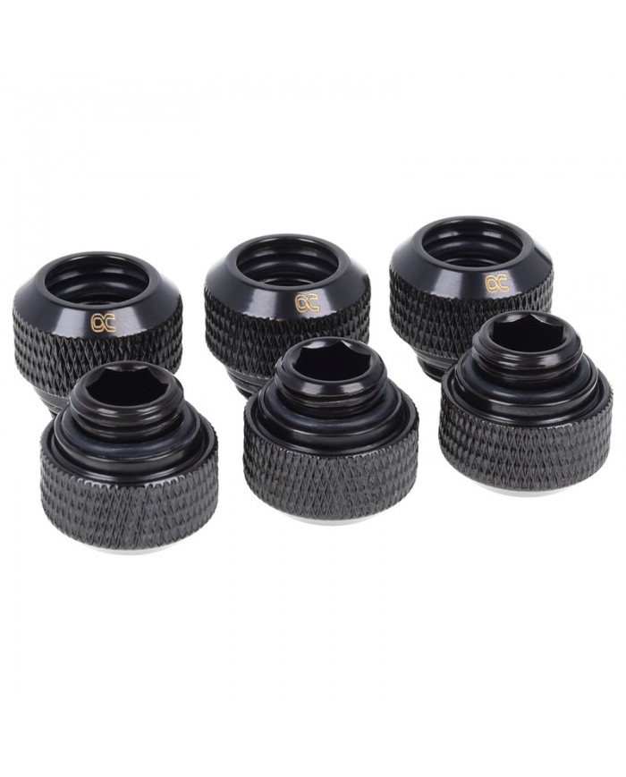 Alphacool Eiszapfen 12mm HardTube compression fitting G1/4 - knurled - Deep Black Altılı Paket