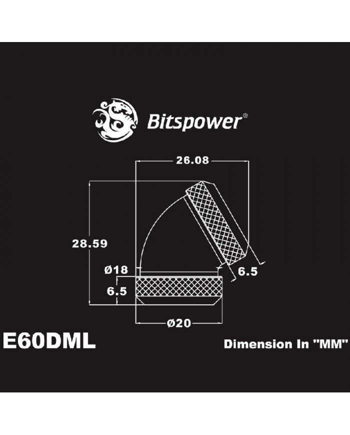 Bitspower Dual 12mm Tube 60°Adapter  - Black Sparkle