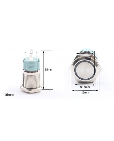 Siyah - Işıklı Yaylı Buton (16 mm)