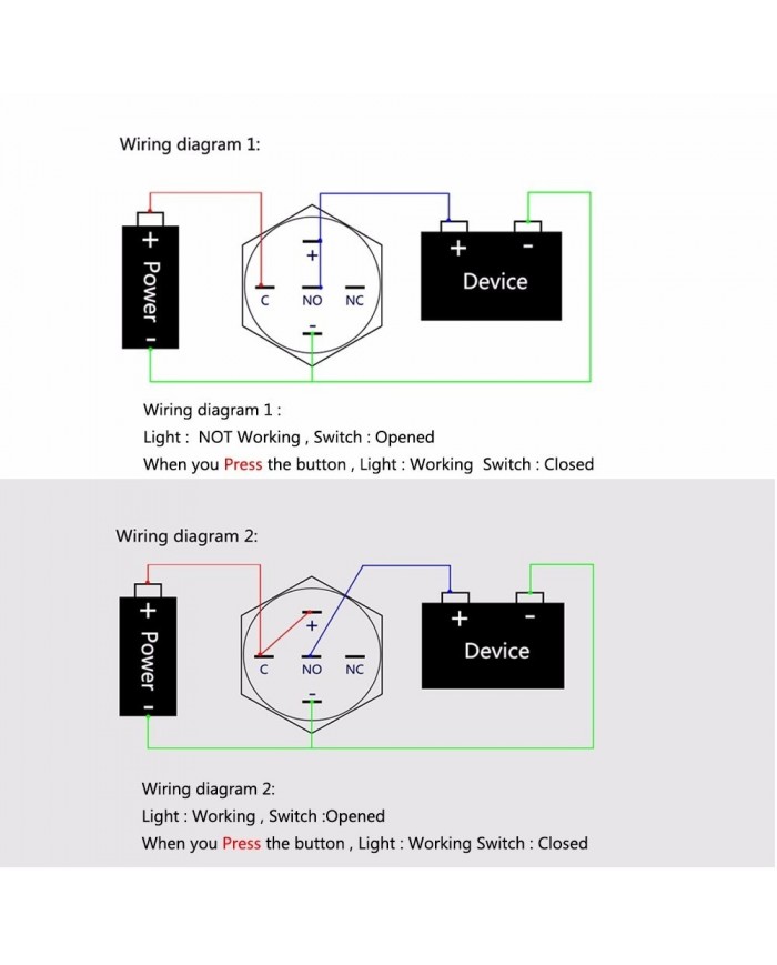 Metalik - Işıklı On-Off Buton (16 mm)
