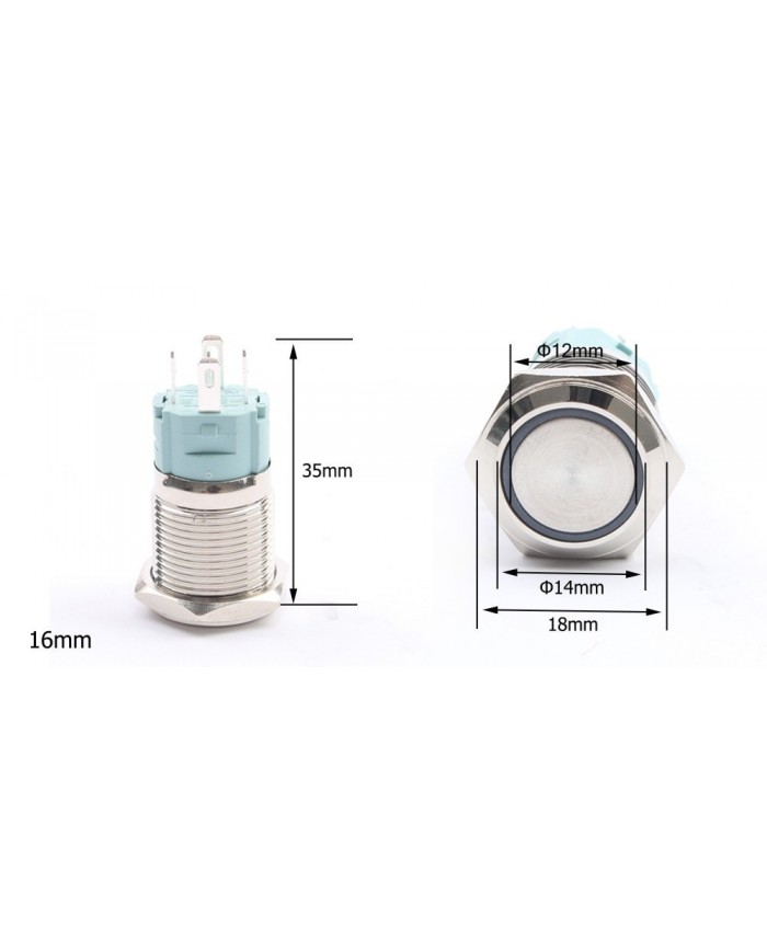 Metalik - Işıklı On-Off Buton (16 mm)
