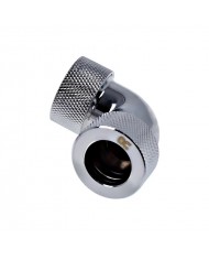 Alphacool HT 16mm HardTube Screw-on Sleeve 90° L-Connector - Knurled - Chrome