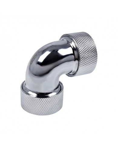 Alphacool HT 16mm HardTube Screw-on Sleeve 90° L-Connector - Knurled - Chrome