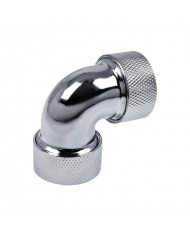 Alphacool HT 16mm HardTube Screw-on Sleeve 90° L-Connector - Knurled - Chrome